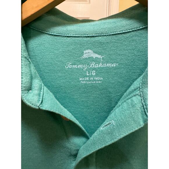 Mens Heathered green Tommy Bahama Stretchy Short Sleeve Polo L Large golf - Picture 4 of 5